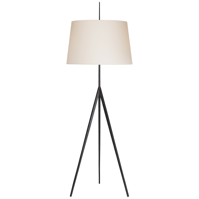 Triad Hand-Forged Floor Lamp in Aged Iron with Natural Percale Shade