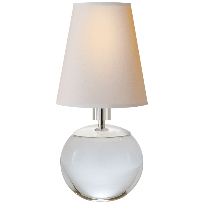 Tiny Terri Round Accent Lamp in Crystal with Natural Paper Shade