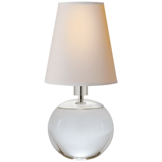 Tiny Terri Round Accent Lamp in Crystal with Natural Paper Shade