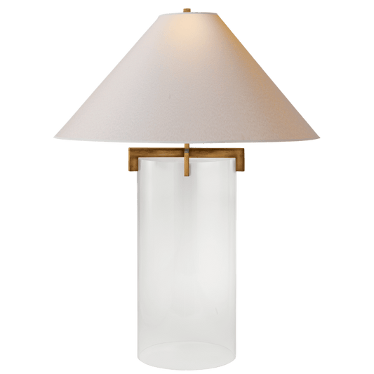 Brooks Table Lamp in Crystal and Gilded Iron with Natural Paper Shade