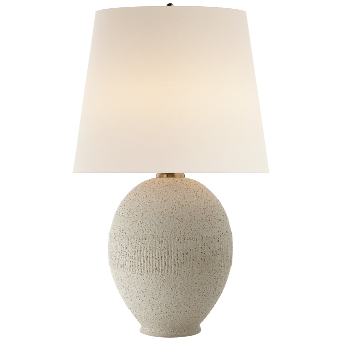 Toulon Table Lamp in Volcanic Ivory with Linen Shade