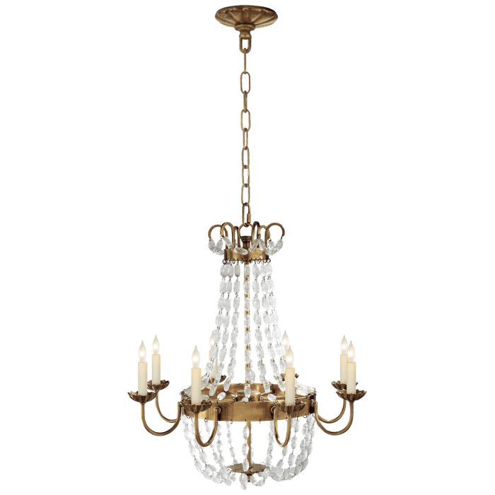 Paris Flea Market Medium Chandelier in Antique-Burnished Brass and Seeded Glass