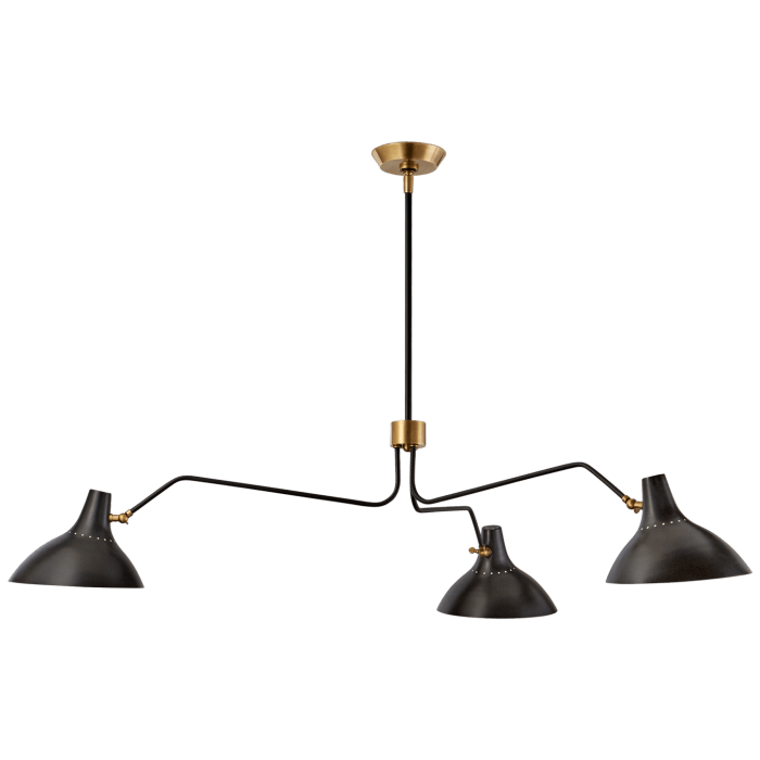 Charlton Large Triple Arm Chandelier in Black