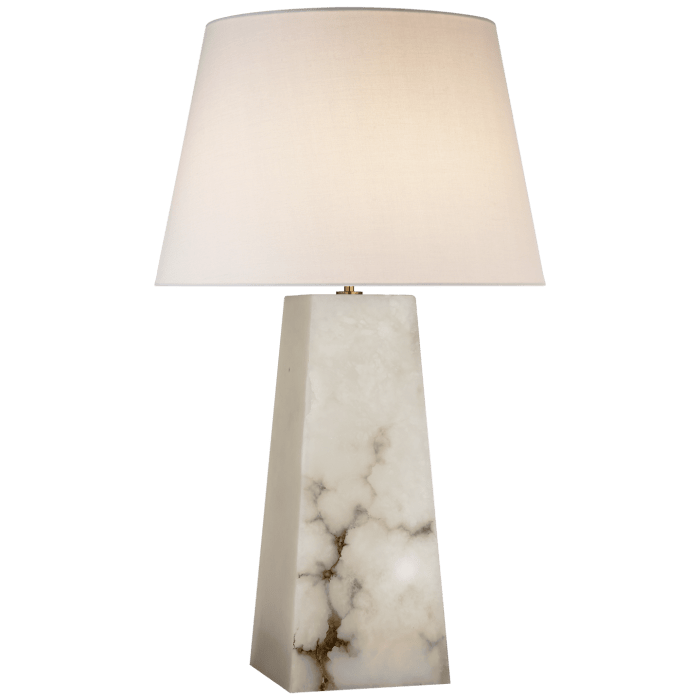 Evoke Large Table Lamp in Alabaster with Linen Shade