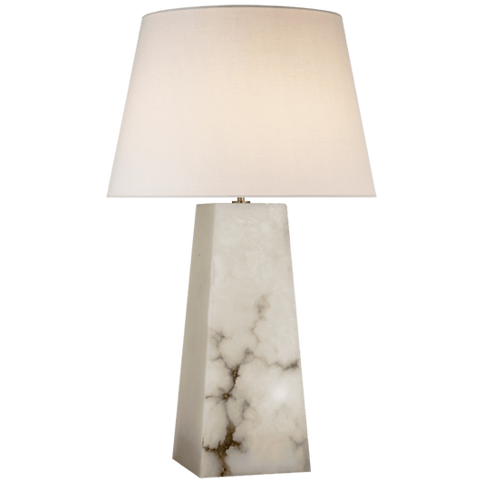 Evoke Large Table Lamp in Alabaster with Linen Shade